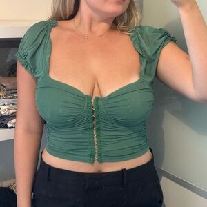 Forever 21 Teal Ruched Blouse